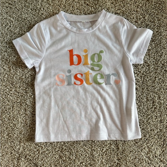 Colorful Big Sister Tee Big Sister Toddler Girls’ Short Sleeve T-Shirt Size 3T - Picture 3 of 6